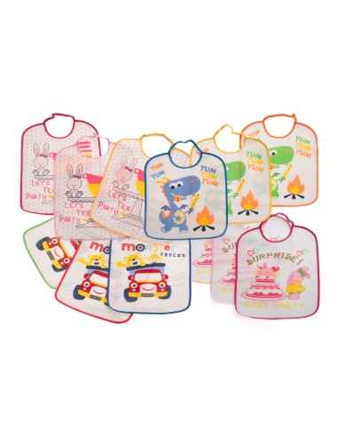 Babero de rizo plastificado en pack...