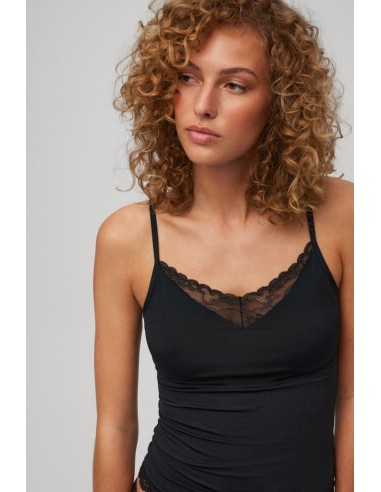 Camiseta de tirantes con encaje para...